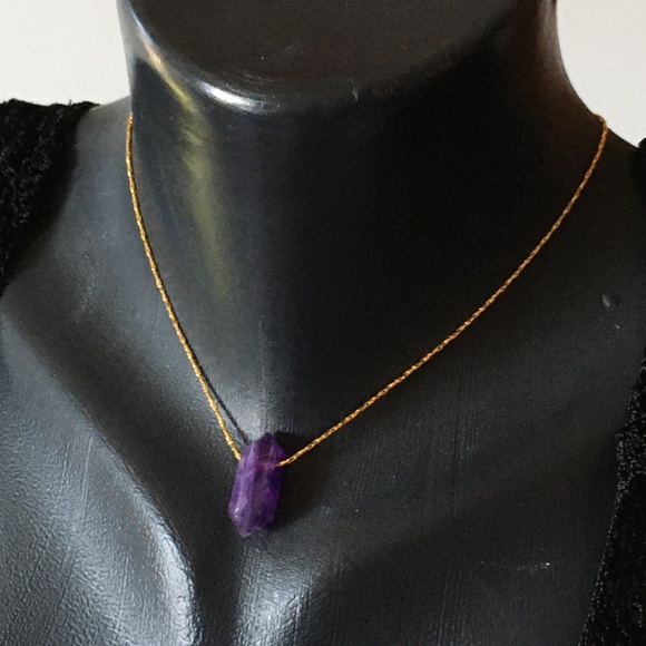 Amethyst mini Double Terminated Pendant Necklace - Picture 2 of 6